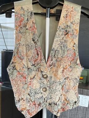Vintage 90s Katie Floral Tapestry Vest Cottage Core Size 6